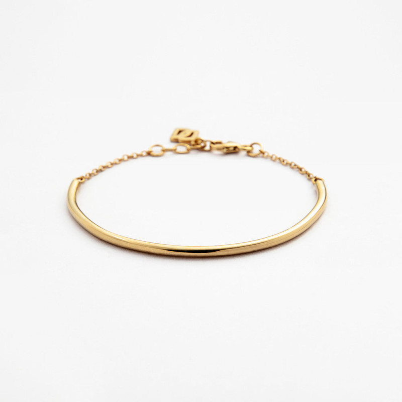 Pulsera de Plata Esclava Tubular Bañada en Oro