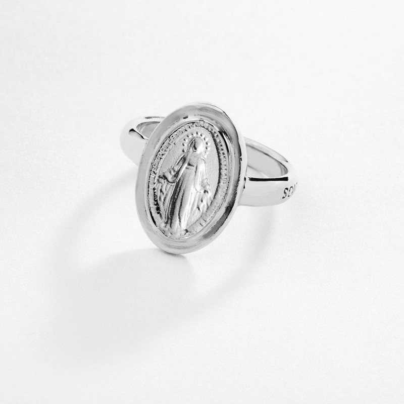 Anillo Sello Milagrosa Plata