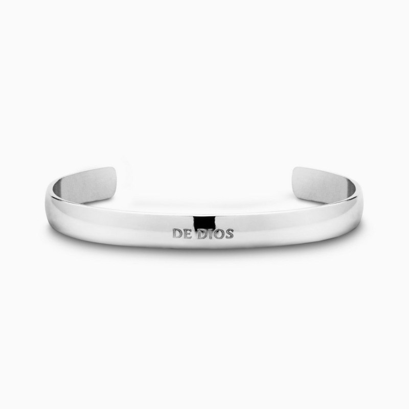 Pulsera Esclava media caña De Dios Hombre Plata Grabada