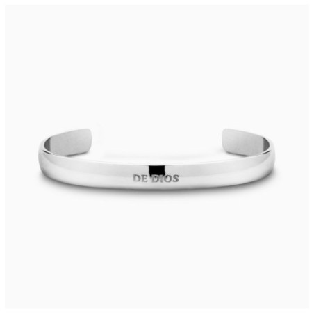 Pulsera Esclava media caña De Dios Hombre Plata Grabada