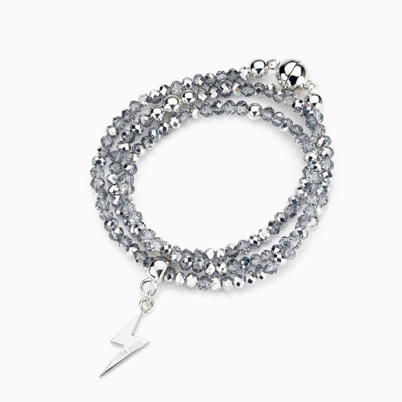 Pulsera cierre iman cristal gris tornasol de 3 vueltas