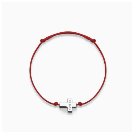Pulsera Hilo con Cruz Plata Hombre