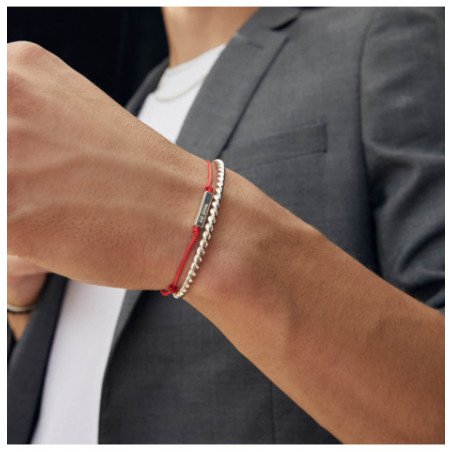 Pulsera Hilo Barrita Plata Hombre