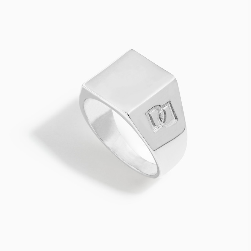 Anillo Sello Cuadrado DD Plata Hombre