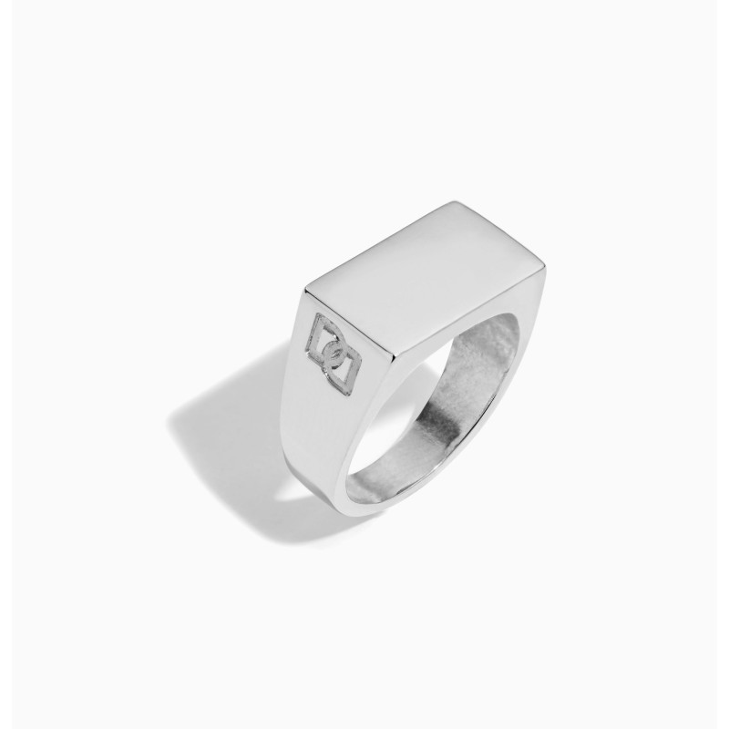 Anillo Sello rectángulo DD Plata Hombre