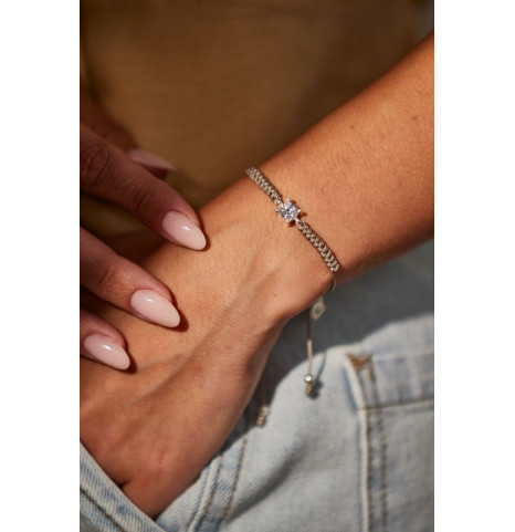 Pulsera Hilo Circón Plata