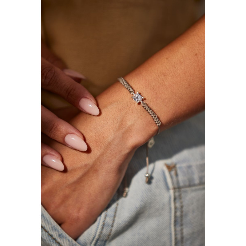 Pulsera Hilo Circón Plata