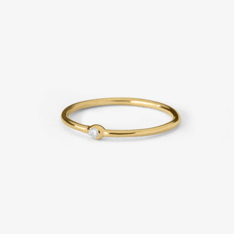 Anillo oro 18k solitario circonita