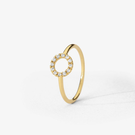 Anillo de oro 18k con círculo de circonitas