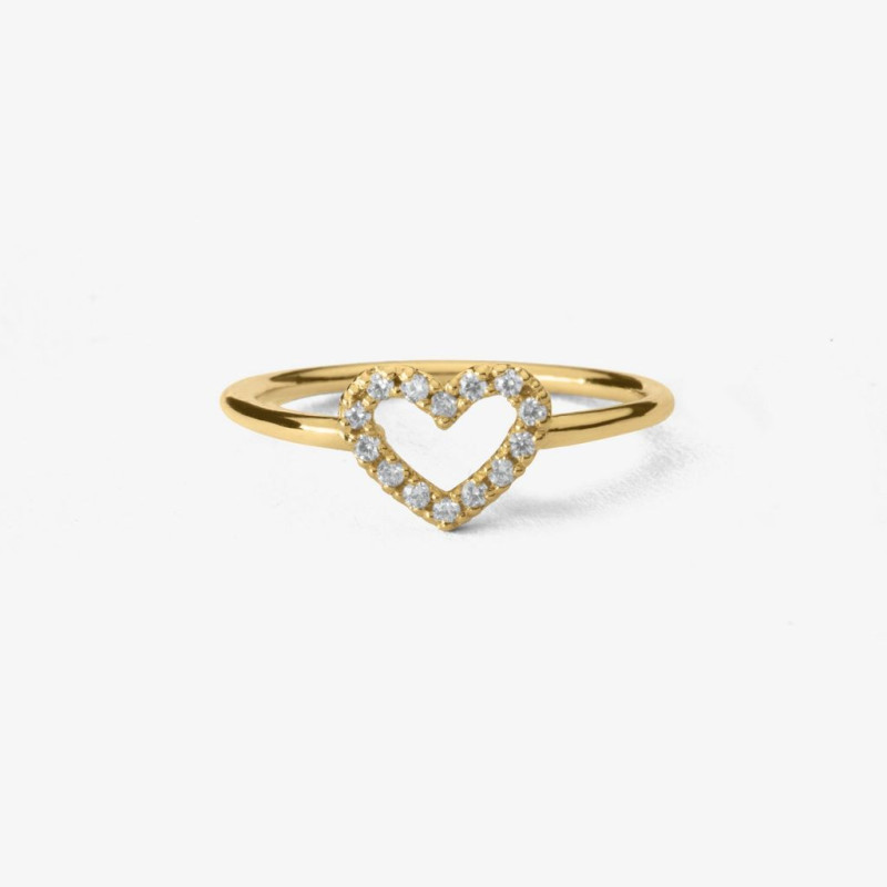 Anillo de oro 18k con corazón circonitas