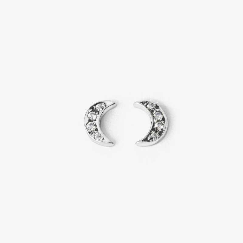 Aros de oro 18k luna con circonitas