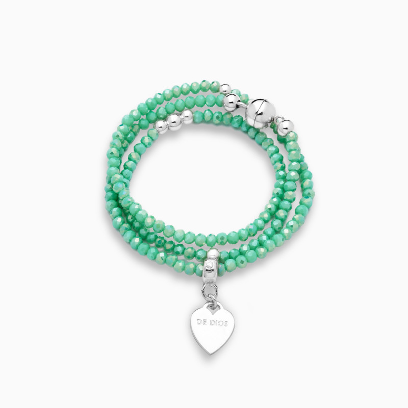 Pulsera cierre iman cristal ligth green de 3 vueltas