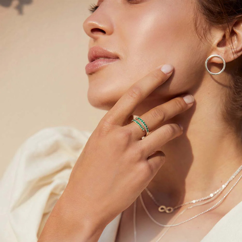 Anillo Cross Pavé Plata