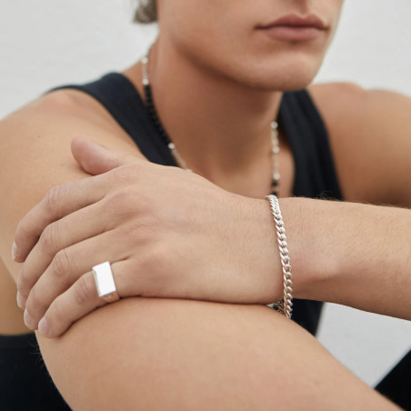 Anillo Sello rectángulo DD Plata Hombre