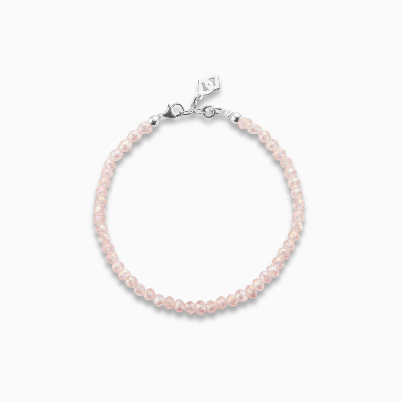 Pulsera de cristales rosas y plata 925