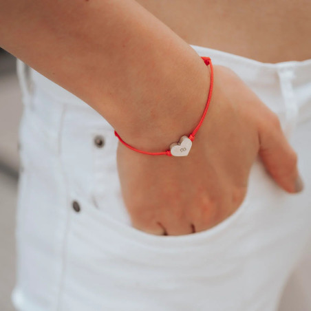 Pulsera Hilo Corazón Plata