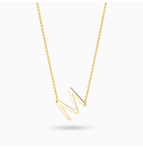 Collar Inicial de Plata dorado letra M