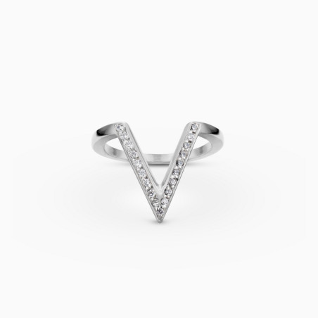 Anillo V Pavé Plata