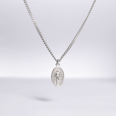Collar Virgen Milagrosa Pequeña Plata