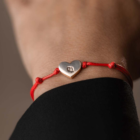Pulsera Hilo Corazón Plata