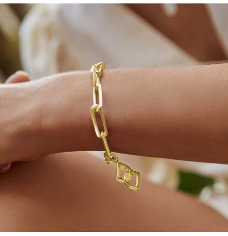 Pulsera de eslabones entrelazados en Plata 925 con baño de Oro