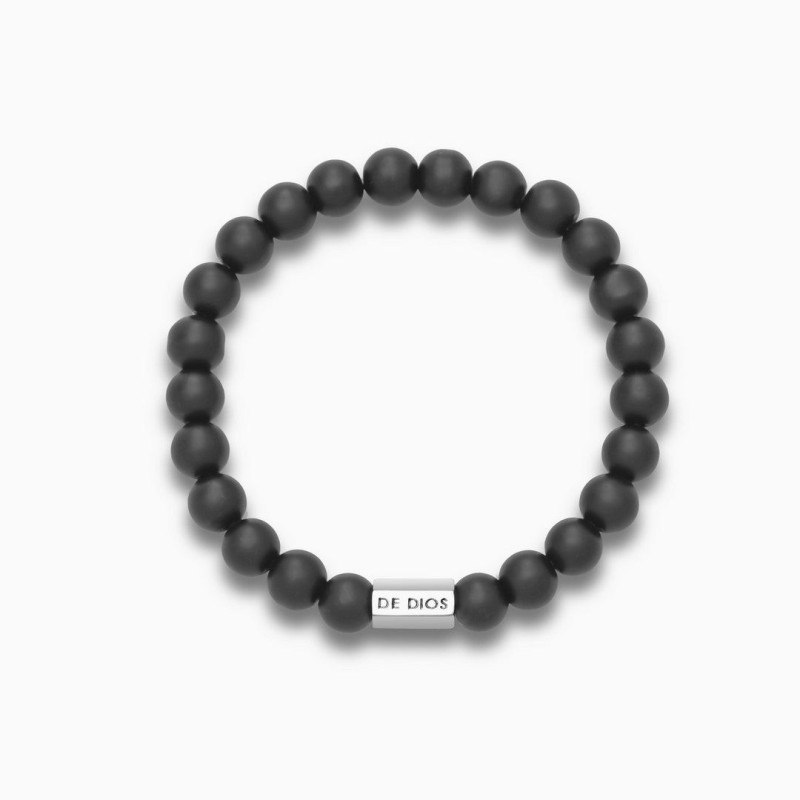 Pulsera de Piedras con Hexágono Plata Hombre