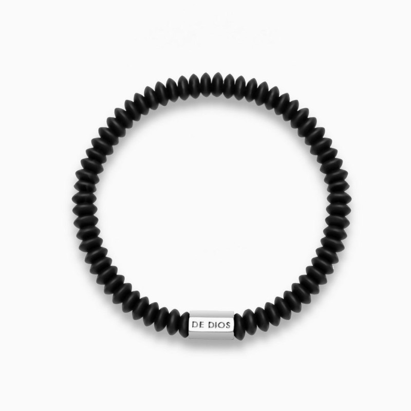 Pulsera de Piedras con Hexágono Plata Hombre