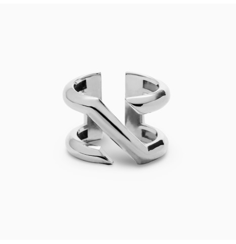 Anillo Cruzado de Plata con...