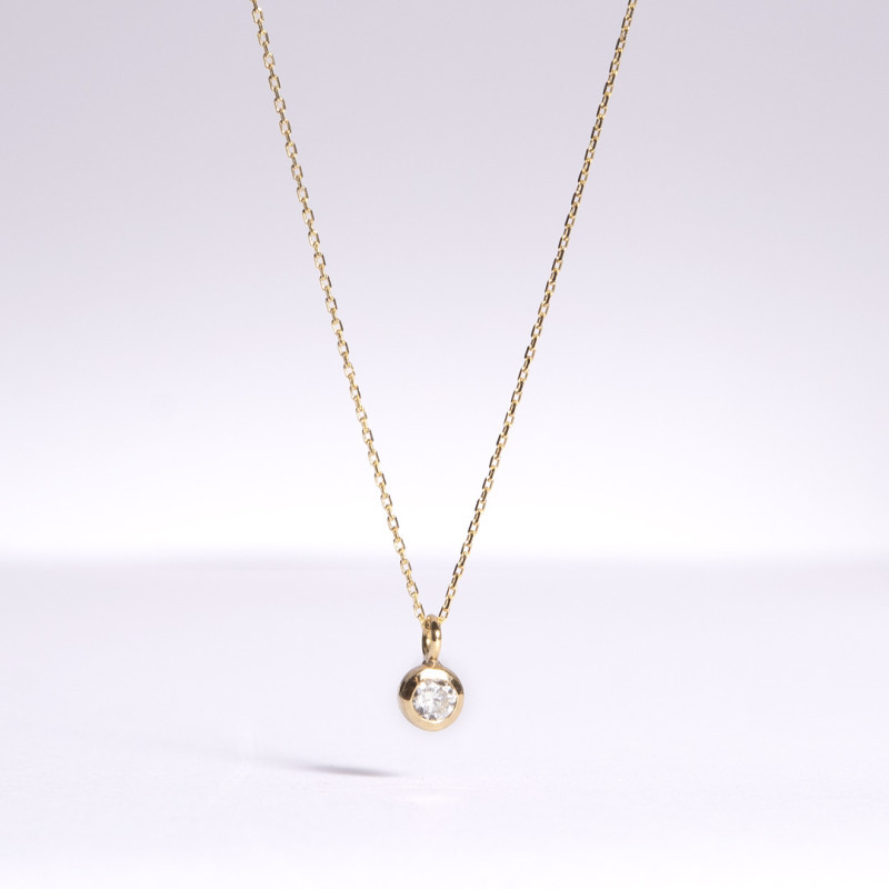 Collar solitario circonita de oro 18k