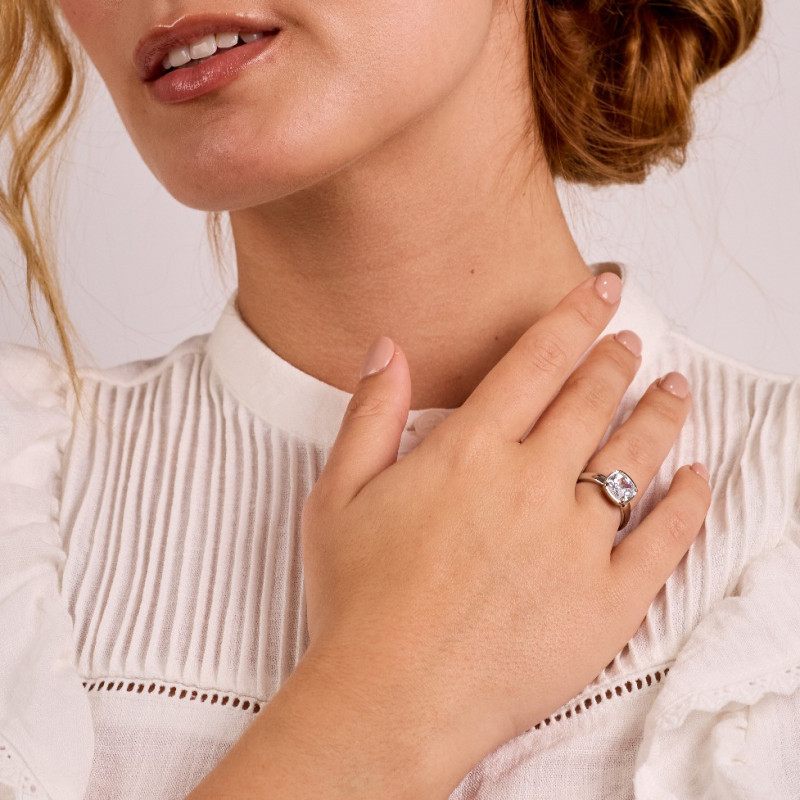 Anillo Cushion 10mm Plata