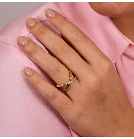 Anillo Elipse Pavé Dorado