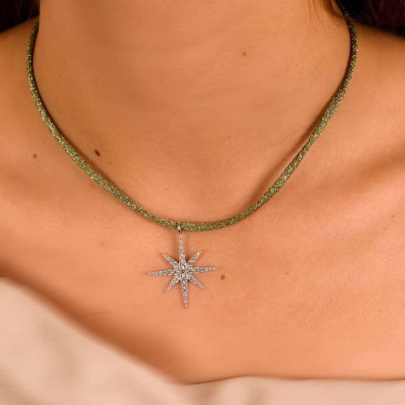 Collar Hilo Japonés con dije Estrella Plata
