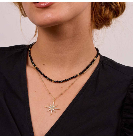 Collar piedra natural negra...