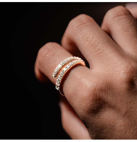 Anillo Cross Pavé Dorado