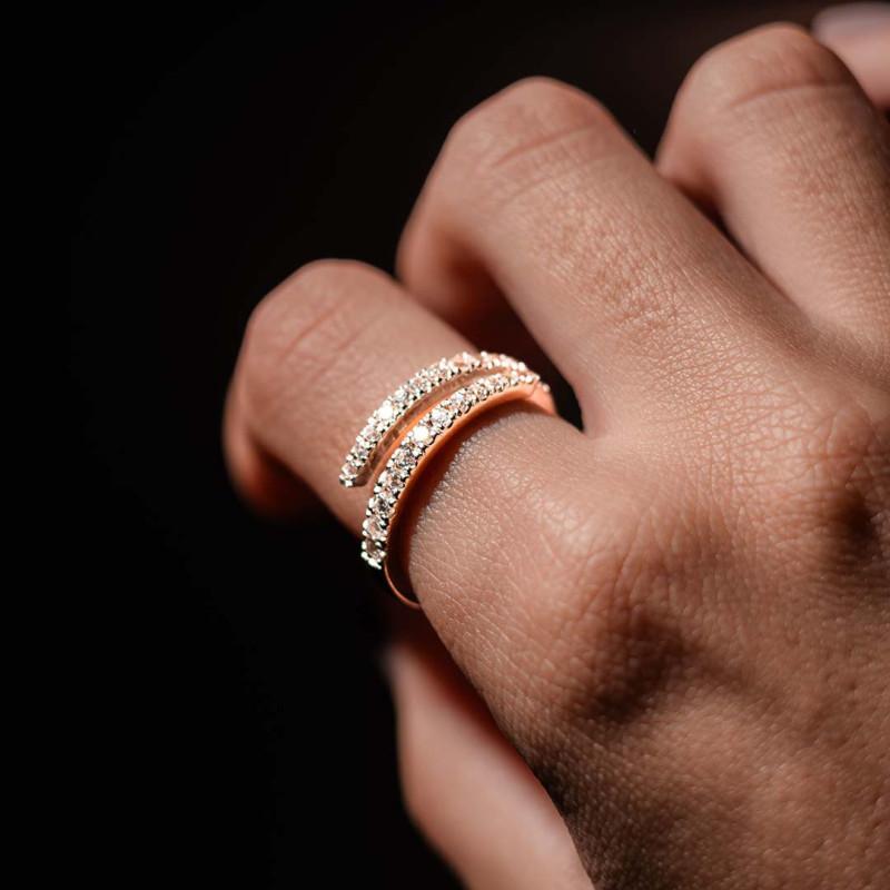 Anillo Cross Pavé Dorado