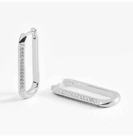 Aros Oval con circones Plata