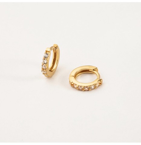 Aros con 5 Circonitas Dorados