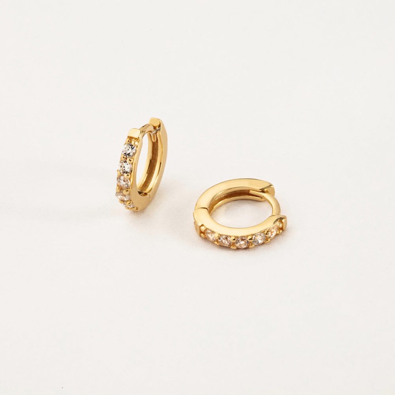 Aros con 5 Circonitas Dorados