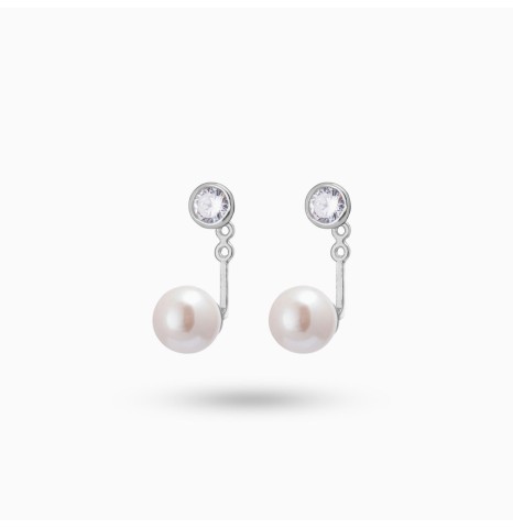Aros DUO Circón & Perla Plata