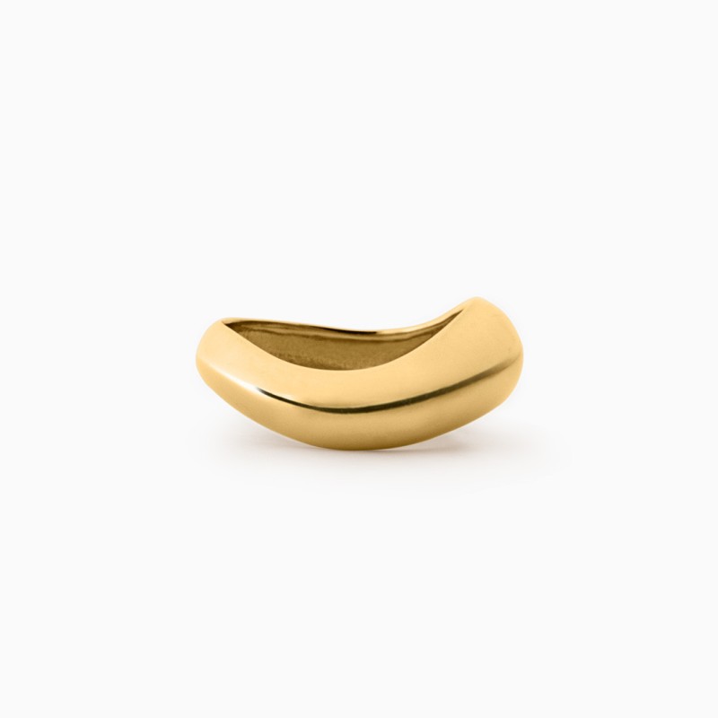 Anillo de forma curva grueso en plata 925 con baño de oro 18k
