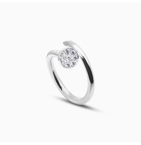 Anillo Clavo Pavé Plata