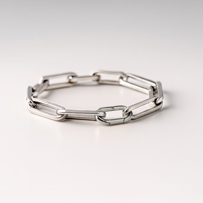 Pulsera de eslabones de Plata 925 y mosqueton en Plata Dorada. Combinacion Plata y dorado