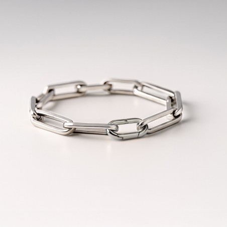 Pulsera de eslabones de Plata 925 y mosqueton en Plata Dorada. Combinacion Plata y dorado