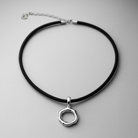 Collar Lazo Cordón con dije Circular Plata