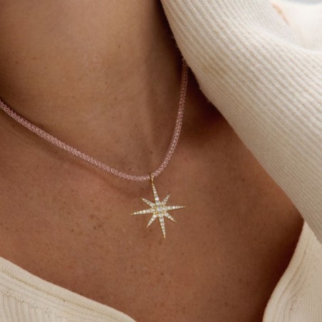 Collar Lazo Cordón con dije estrella con circones Dorado