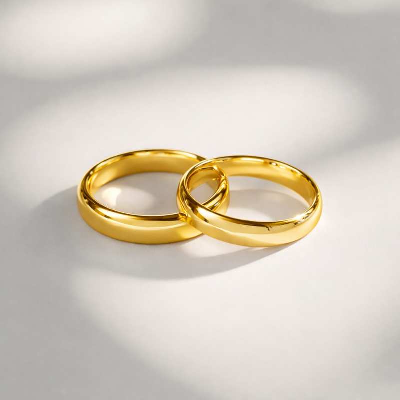 Alianzas Oro Amarillo 18k estilo media caña gruesas