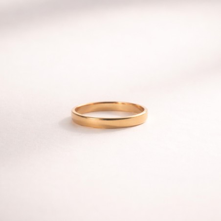 Alianza cinta plana de oro amarillo 3mm con acabado pulido. Joyería artesanal.