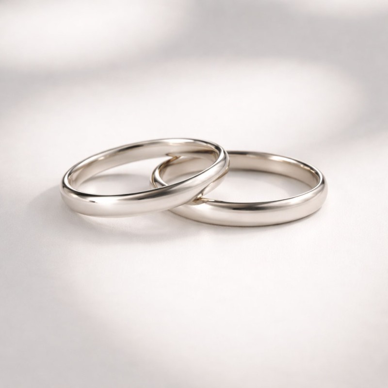 Pareja de alianzas media caña en plata 925 de 3,75mm. Anillos de boda artesanales en Argentina