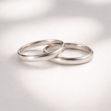 Pareja de alianzas media caña en plata 925 de 3,75mm. Anillos de boda artesanales en Argentina