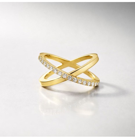 Anillo Elipse Pavé Dorado